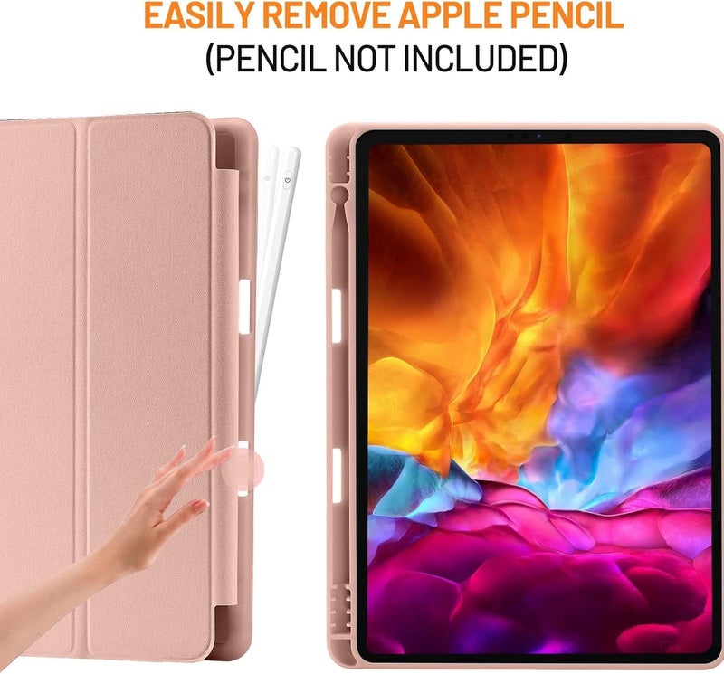 بلو بيك جراب iPad 10.2 متوافق مع الجيل التاسع/الثامن/السابع من iPad - غطاء حماية ثلاثي الطي مع حامل قلم، خاصية التشغيل/الإيقاف التلقائي، جراب ذكي - ذهبي وردي - Image 2
