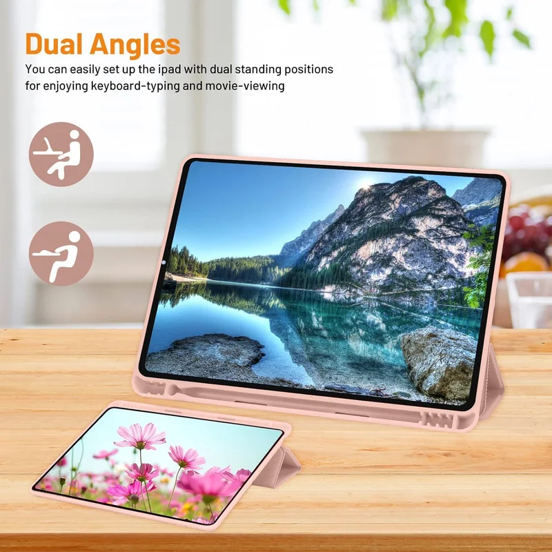 Bluepeak Rose Gold iPad 10.2 Case Compatible with iPad 9th/8th/7th Generation – Trifold Stand Protective Cover with Pencil Holder, Auto Sleep/Wake, Smart Case - Rose Gold  | Best Price UAE