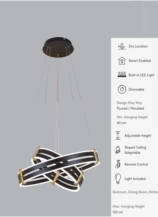 Narken - 2 Ring Aluminum Body Dimmable LED 3 Light Color Chandelier For Bedroom, Dining Room, Kitchen - Image 1