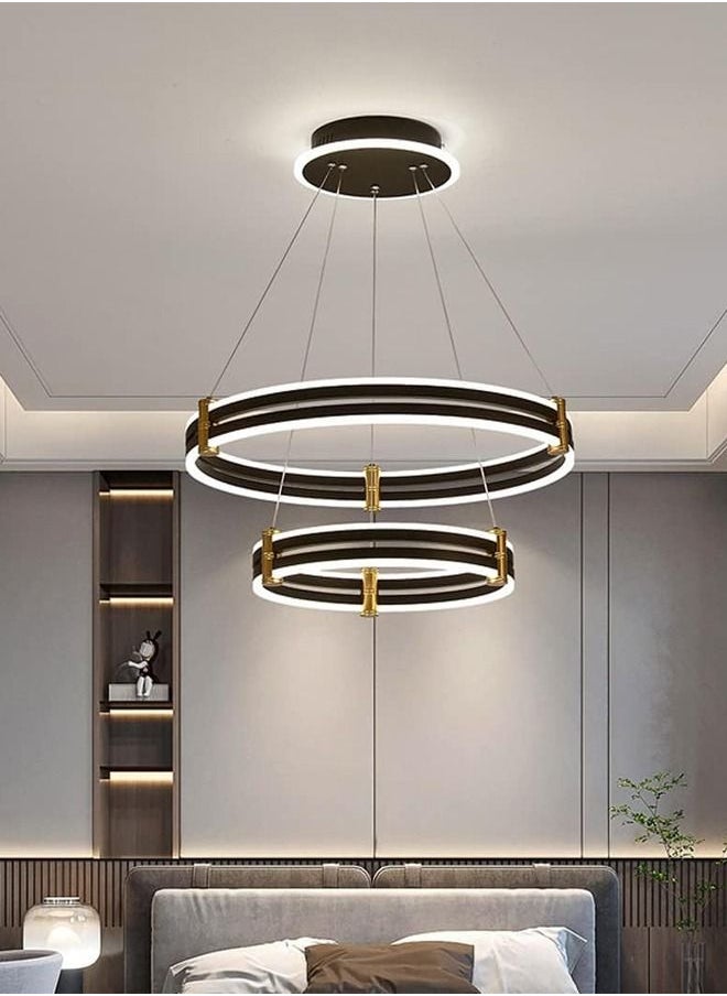 Narken - 2 Ring Aluminum Body Dimmable LED 3 Light Color Chandelier For Bedroom, Dining Room, Kitchen - Image 1