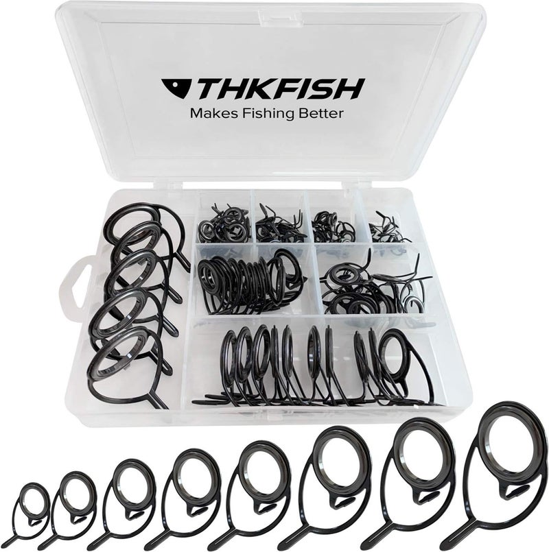 THKFISH Fishing Rod Guides Fishing Rod Repair Kit Baitcasting/Spinning Rod Guides Ceramics Stainless Steel Carbon Guide Repair 40pcs/60pcs/75pcs - Image 1
