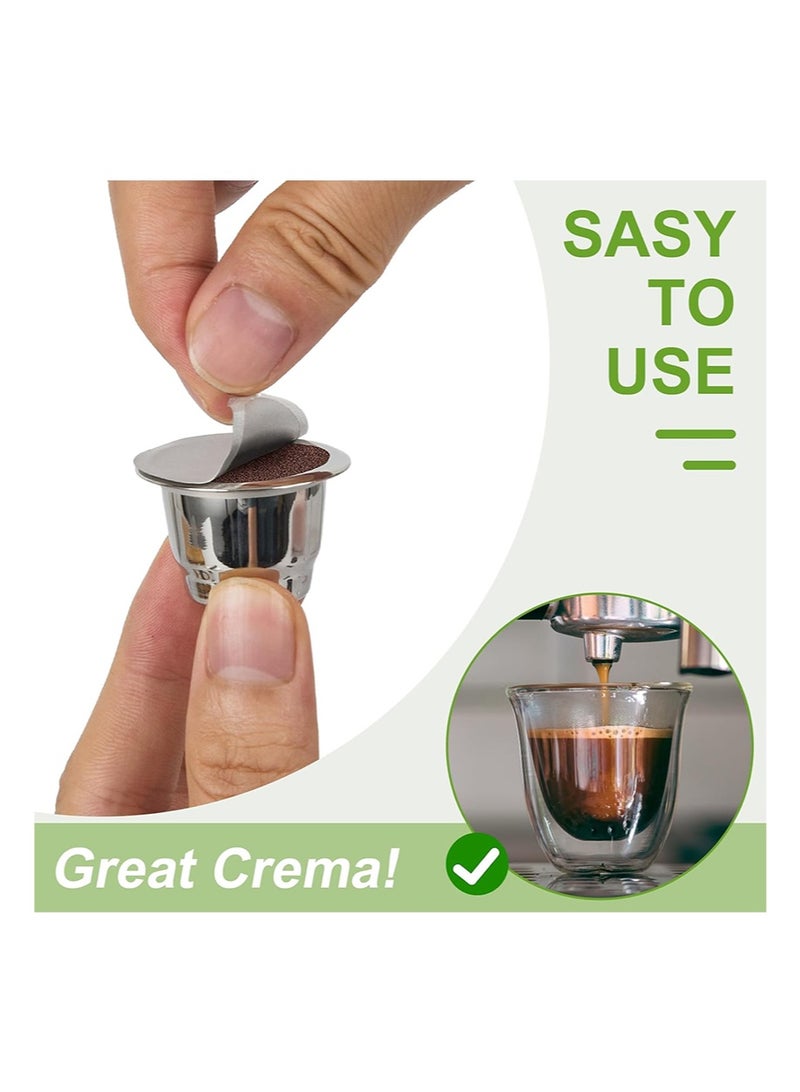 ايكانبو 100 قطعة من أغطية رقائق الألومنيوم للكبسولات القابلة لإعادة الاستخدام، ملصقات رقائق ذاتية اللصق لأختام كبسولات القهوة المصنوعة من الفولاذ المقاوم للصدأ القابلة لإعادة التعبئة والمتوافقة مع آلات Nespresso الأصلية (100 قطعة من الأغطية) - Image 4