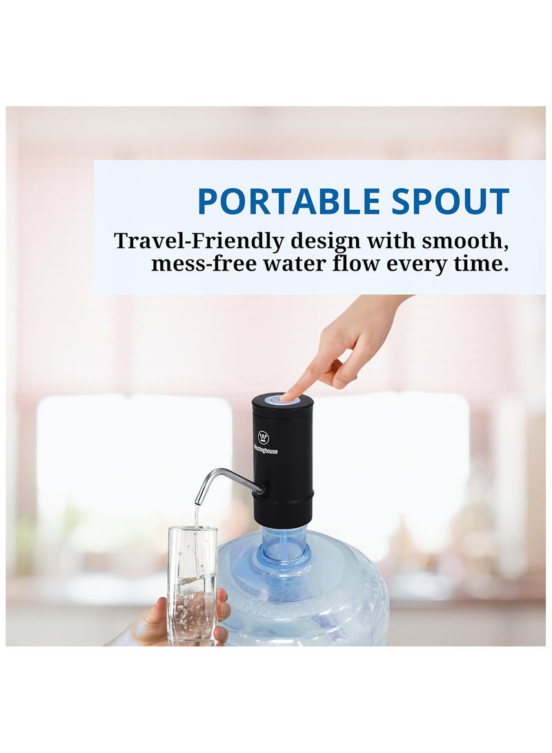 Westinghouse USB Rechargeable Water Pump Dispenser | Portable Design | Touch Button Control | Built-in LED Light | Ideal for Bottled Water - Image 4