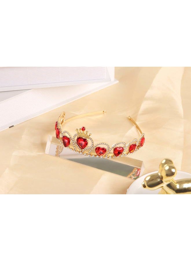 HEIKLN Evie Gold Tiara Red Heart Crown and Necklace Descendants Jewelry Set Queen of Hearts Eive Costume Fan Jewelry Gift for Girls Teen Party - Image 2