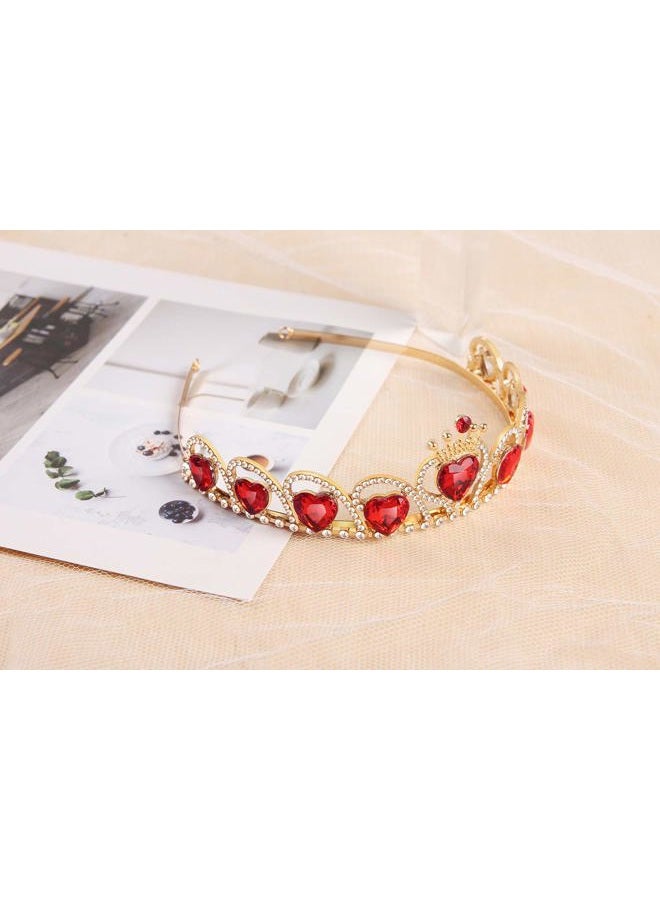 HEIKLN Evie Gold Tiara Red Heart Crown and Necklace Descendants Jewelry Set Queen of Hearts Eive Costume Fan Jewelry Gift for Girls Teen Party - Image 3
