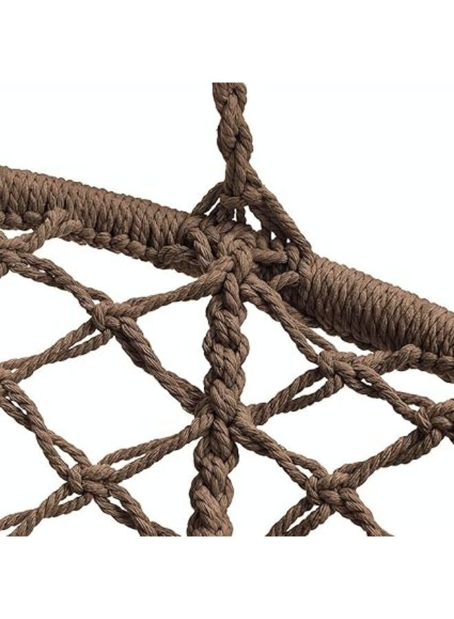 هارموني هوم كرسي الأرجوحة من هارموني هوم، 80×59×2.5 إنش، أرجوحة معلقة ماكرامي مع وسادة، تتحمل حتى 330 رطلاً، كرسي حبال قطني بني للاستخدام الداخلي والخارجي، غرفة النوم، الفناء، الحديقة، والشرفة - Image 4