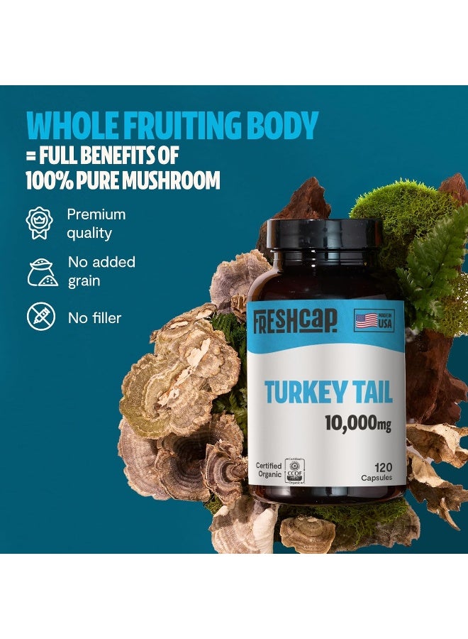 FreshCap Mushrooms Turkey Tail Capsules, Powerful Immune Support (35% Beta-glucan), 120 Count (2 Month Supply), Organic, Daily Supplement, Fruiting Body Extract - Image 5