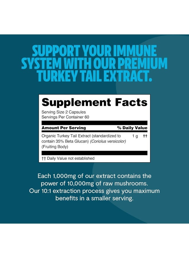 FreshCap Mushrooms Turkey Tail Capsules, Powerful Immune Support (35% Beta-glucan), 120 Count (2 Month Supply), Organic, Daily Supplement, Fruiting Body Extract - Image 3