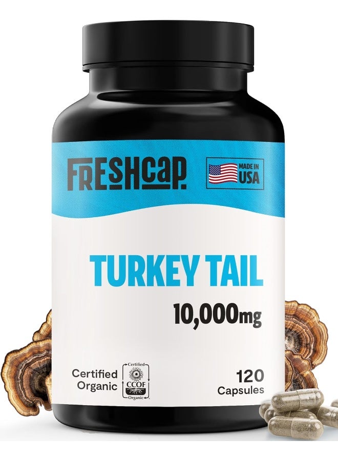 FreshCap Mushrooms Turkey Tail Capsules, Powerful Immune Support (35% Beta-glucan), 120 Count (2 Month Supply), Organic, Daily Supplement, Fruiting Body Extract - Image 1