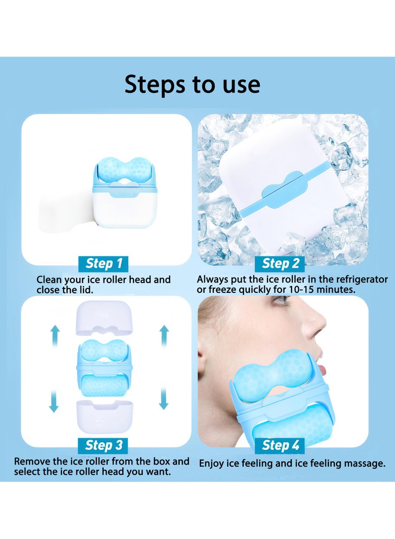 Loucky Ice Roller for Face & Eyes - 2-in-1 Dual V/Flat Cooling Facial Roller with Extra Ice Beads, ABS Material, Portable Skin Care Tool for Puffiness, Wrinkles & Sunburn Relief (Blue) - Image 4