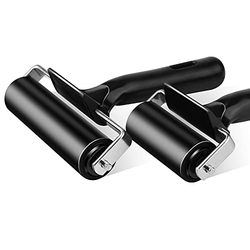 HRLORKC 2Pcs Rubber Roller Brayer Rollers Hard Rubber 4 and 2.2 Inch for Printmaking (Black) by HRLORKC… - Image 3