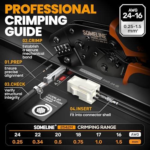 SOMELINE MiniFit Jr Connector Crimping Tool Kit 18 Types 216 Pin 42mm Connectors with 2416 AWG Terminals Ratcheting Crimper Compatible with Molex for PC ATX EPS Power 3D Printer DIY - Image 3