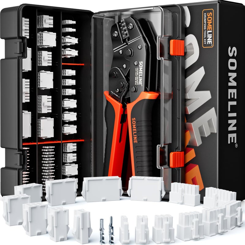 SOMELINE MiniFit Jr Connector Crimping Tool Kit 18 Types 216 Pin 42mm Connectors with 2416 AWG Terminals Ratcheting Crimper Compatible with Molex for PC ATX EPS Power 3D Printer DIY - Image 2