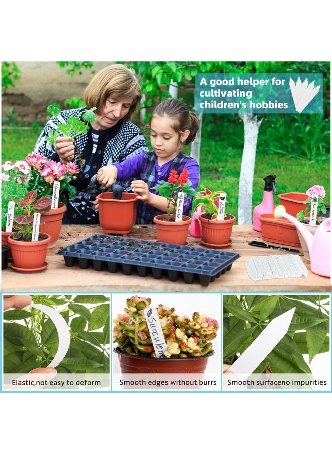 TDHDIKE Plant Labels 4 Inch Plastic Plant Name Tags for Seedlings Garden Labels Markers Nursery Plant Tags Seed Labels Stakes with Permanet Marking Pen Plant Markers for Outdoor Garden (White200) - Image 5