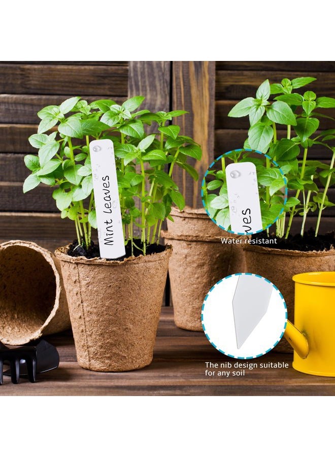 TDHDIKE Plant Labels 4 Inch Plastic Plant Name Tags for Seedlings Garden Labels Markers Nursery Plant Tags Seed Labels Stakes with Permanet Marking Pen Plant Markers for Outdoor Garden (White200) - Image 3