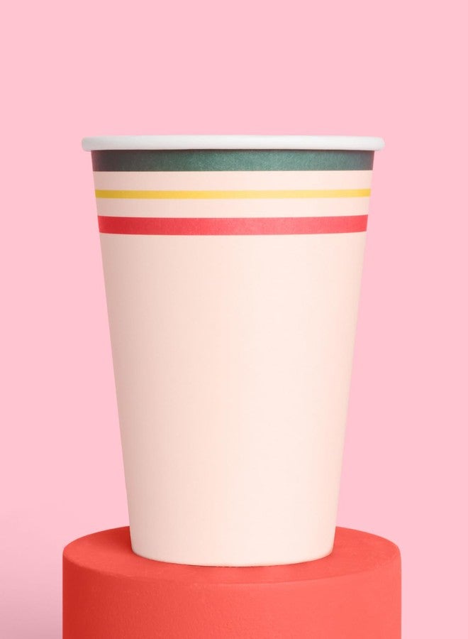xo, Fetti Gingham Camp Paper Cups - 12 oz, 24 pcs | Green Picnic Drinkware, Pink Dinner Party Setting, Bachelorette Decoration, Cute Birthday Tablescape - Image 5