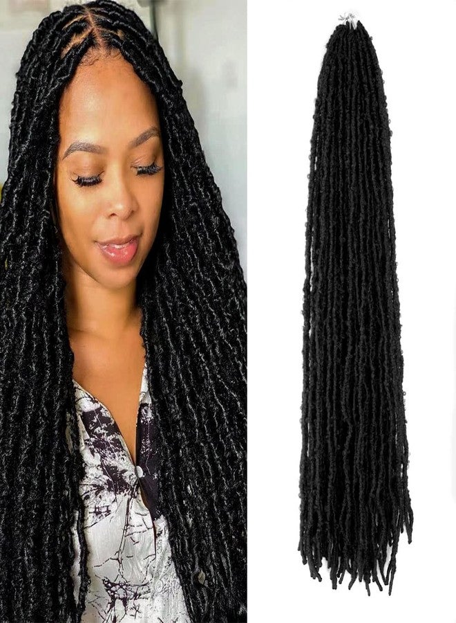 BOHOBABE 24 Inch Light Weight Butterfly Locs Crochet Hair 8 Packs Long Black Distressed Butterfly Faux Locs Crochet Hair, 1B - Image 1
