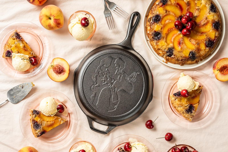 Lodge 10.25 Inch Dolly Parton Pre-Seasoned Cast Iron Stamped Skillet - Signature Teardrop Handle - Use in the Oven, on the Stove, on the Grill, or Over a Campfire, Black - Image 3