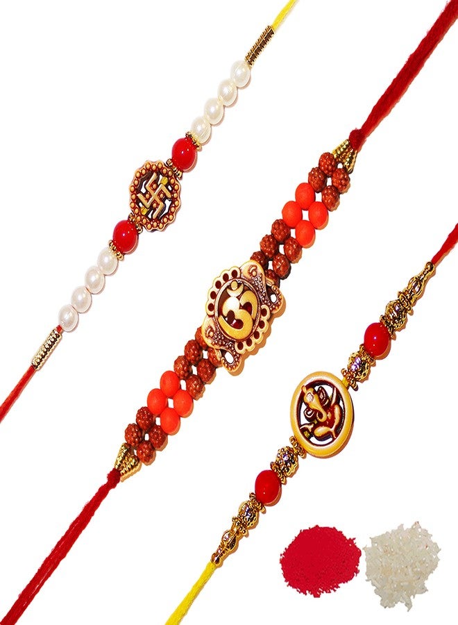 iberry's Rakhi Gift Pack with Set of Three Designer Rakhi & Roli Chawal for Brother| rakhi for brother (234)-Best Gift from Sister - Image 1