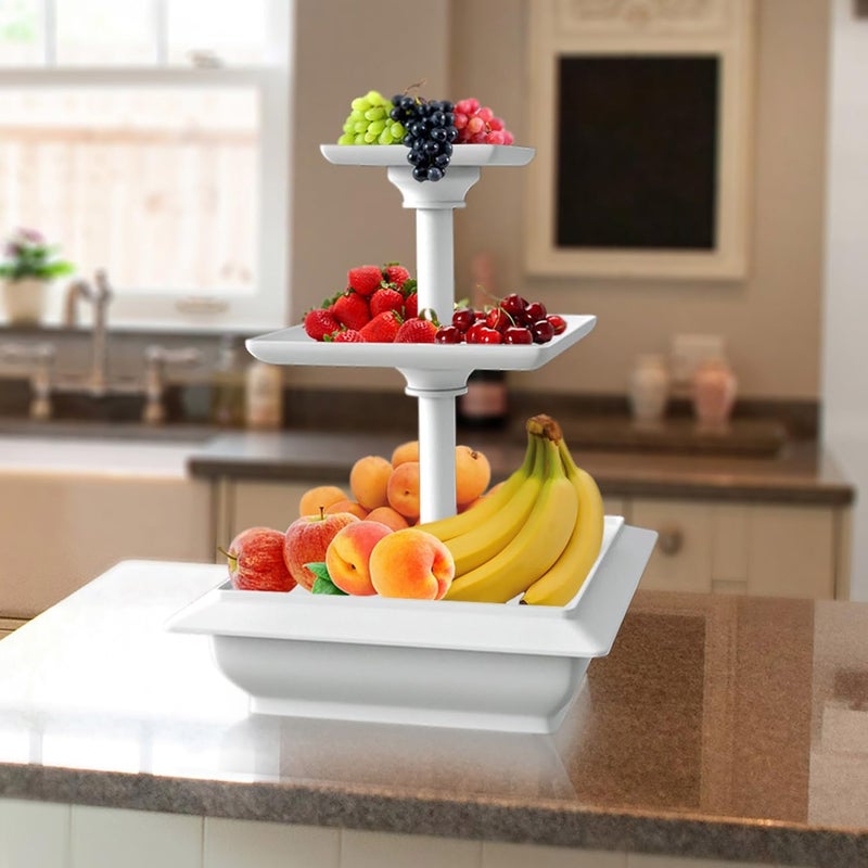 Chef Buddy 3-Tier Cupcake Stand - Square Display Stand for Birthday, Tea Party, Wedding, or Baby Showers - Dessert Table Display Set (White) - Image 5