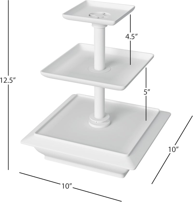 Chef Buddy 3-Tier Cupcake Stand - Square Display Stand for Birthday, Tea Party, Wedding, or Baby Showers - Dessert Table Display Set (White) - Image 2