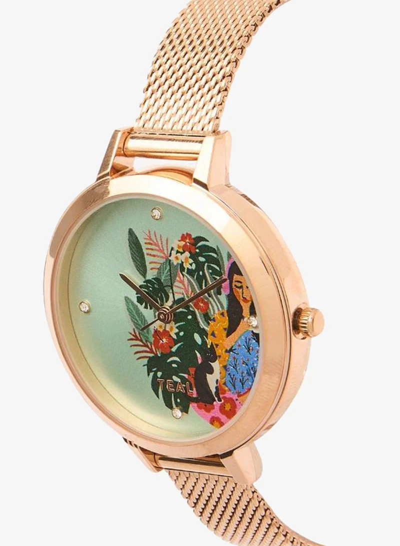 Chumbak  Teal by Chumbak Live Slow Watch,Stainless Steel Mesh Strap for Women | Best Price UAE
