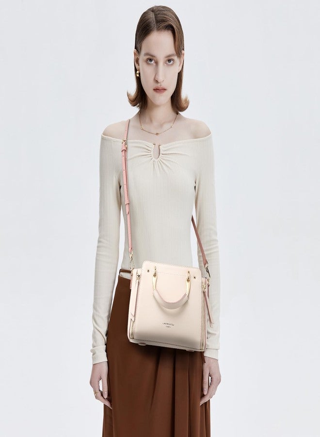 LAORENTOU Cowhide Leather Women Crossbody Handbag Satchel Style Purse Classic and Stylish for Ladies（White） - Image 3