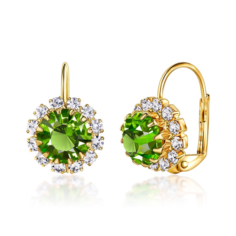 Barzel 18K Gold Plated Crystal Flower Earrings for Women (Green) - Image 3