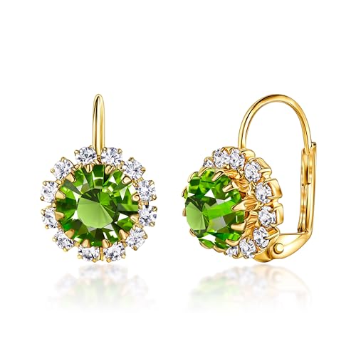 Barzel 18K Gold Plated Crystal Flower Earrings for Women (Green) - Image 1