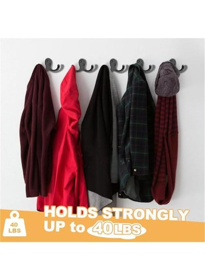Generic Pack of 10 Black Heavy Duty Double Prong Metal Wall Hooks for Coat, Bag, Scarf, Towel, Hat, Key, Cup. Ideal for Living Room, Bathroom, Kitchen, Bedroom. Wall Mounted for Easy Hanging.  - Image 3