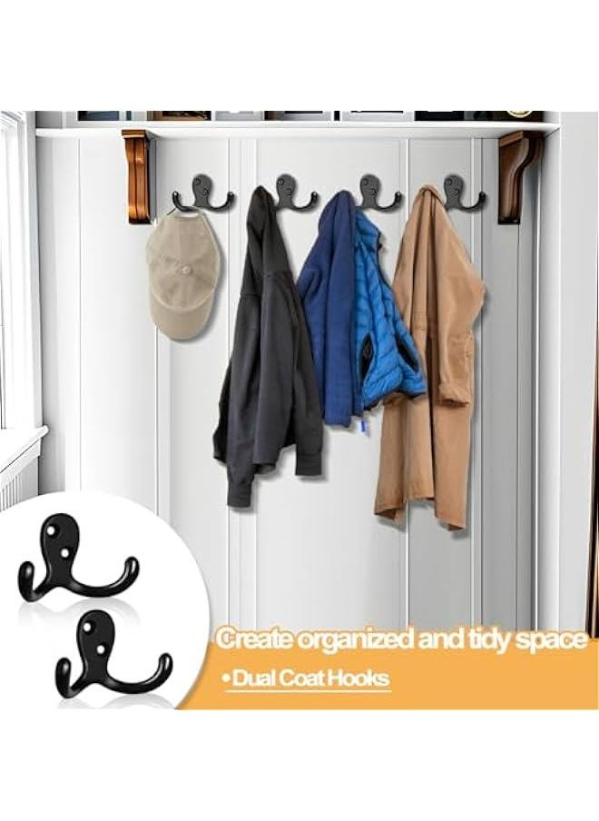 Generic Pack of 10 Black Heavy Duty Double Prong Metal Wall Hooks for Coat, Bag, Scarf, Towel, Hat, Key, Cup. Ideal for Living Room, Bathroom, Kitchen, Bedroom. Wall Mounted for Easy Hanging.  - Image 4