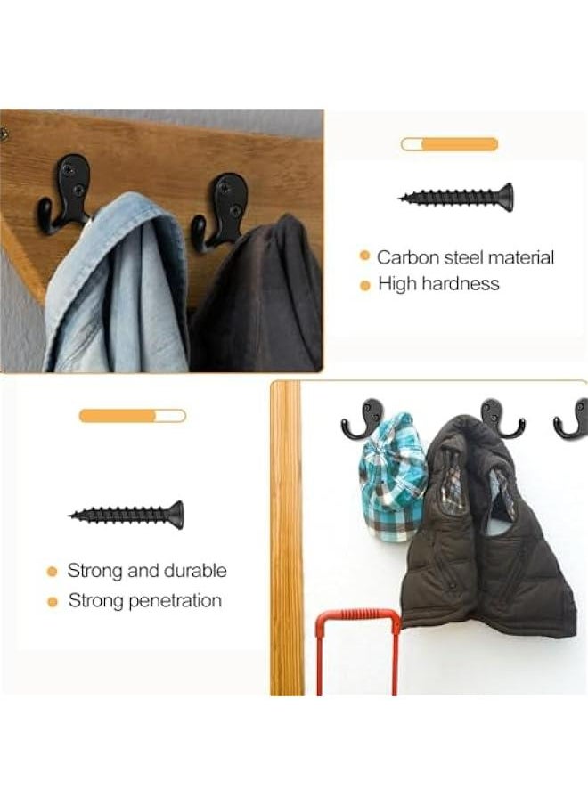 Generic Pack of 10 Black Heavy Duty Double Prong Metal Wall Hooks for Coat, Bag, Scarf, Towel, Hat, Key, Cup. Ideal for Living Room, Bathroom, Kitchen, Bedroom. Wall Mounted for Easy Hanging.  - Image 5