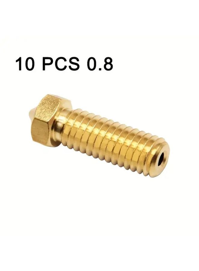 10pcs M6 Thread Brass Nozzle 0 8mm For Artillery Sidewinder X1 X2 3D Printer - Image 1