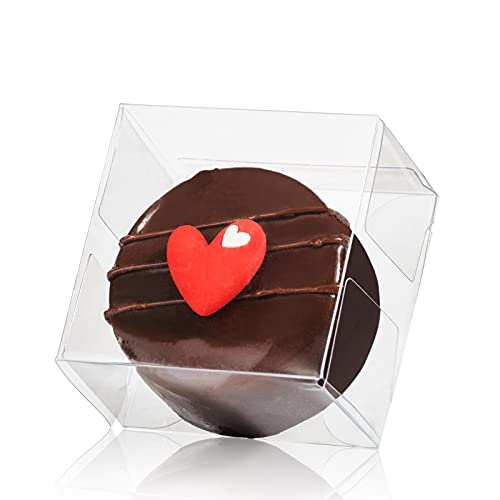 RomanticBaking 50pcs Clear Single Chocolate Covered Ore Cookies Macaron Box for Wedding Favors Baby Shower 2.17"×2.17"×1.38" Inch Party Favor Box for Candy Chocolate Donut - Image 1