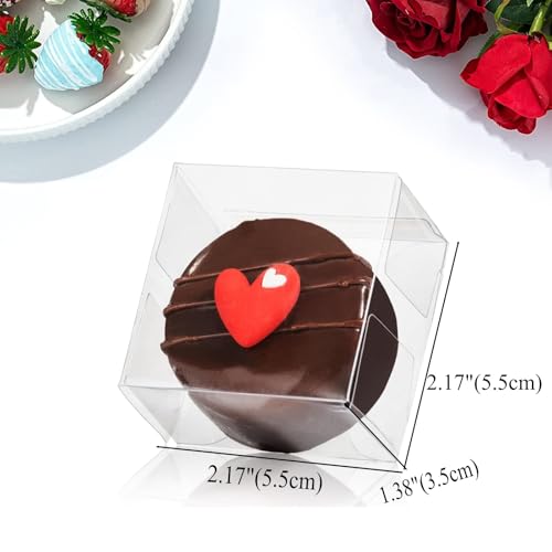 RomanticBaking 50pcs Clear Single Chocolate Covered Ore Cookies Macaron Box for Wedding Favors Baby Shower 2.17"×2.17"×1.38" Inch Party Favor Box for Candy Chocolate Donut - Image 2
