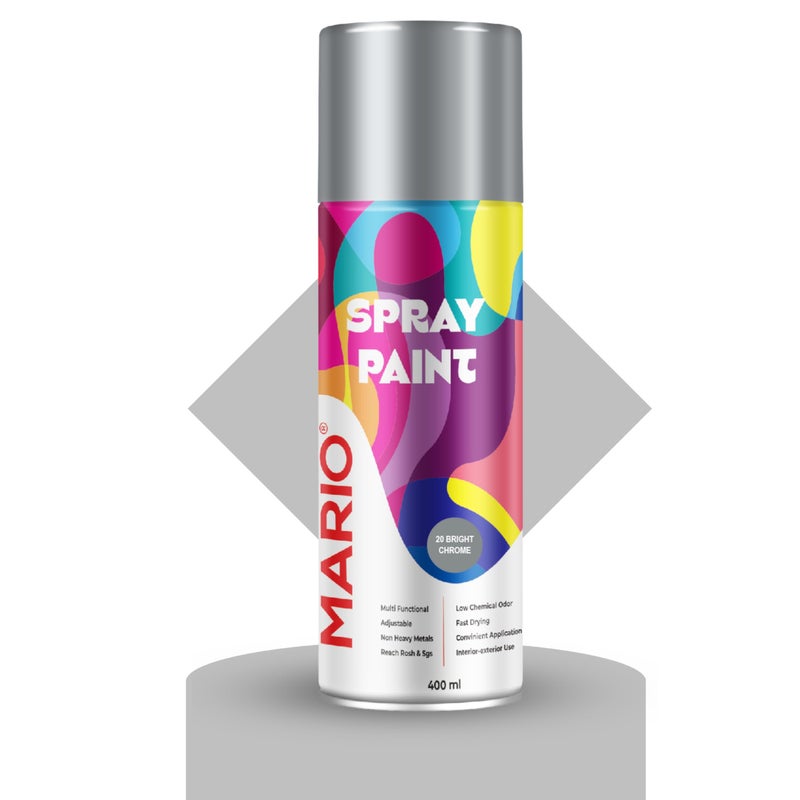 Mario Spray Paint – 20 Bright Chrome (400ml) | Chrome Finish Spray Paint for Car, Bike, Automotive Parts, DIY & Art | Mirror Effect Metallic Paint - Image 5