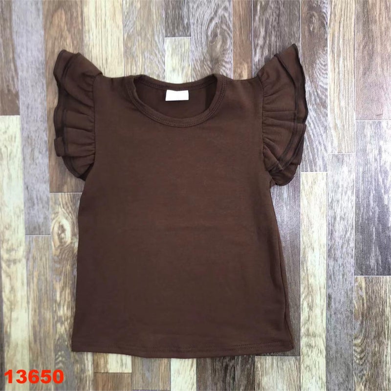 Boutique Export Infant Kidsren'S Clothing New Double-Layer Small Flying Sleeve Design Girl Orange Cotton Top - Image 5