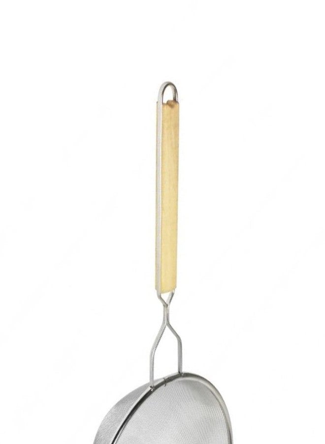 TrueCraftware- 10-Inch Single Medium Mesh Strainer Stainless Steel 10-3/4" Handle Length Wooden Handle- Kitchen Utensil Food Strainer Skimmer Spoon for Cooking Sieve Sifters Pasta Fruits Vegetable - Image 5