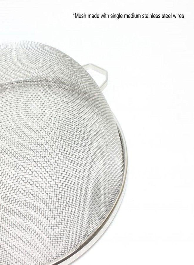 TrueCraftware- 10-Inch Single Medium Mesh Strainer Stainless Steel 10-3/4" Handle Length Wooden Handle- Kitchen Utensil Food Strainer Skimmer Spoon for Cooking Sieve Sifters Pasta Fruits Vegetable - Image 4