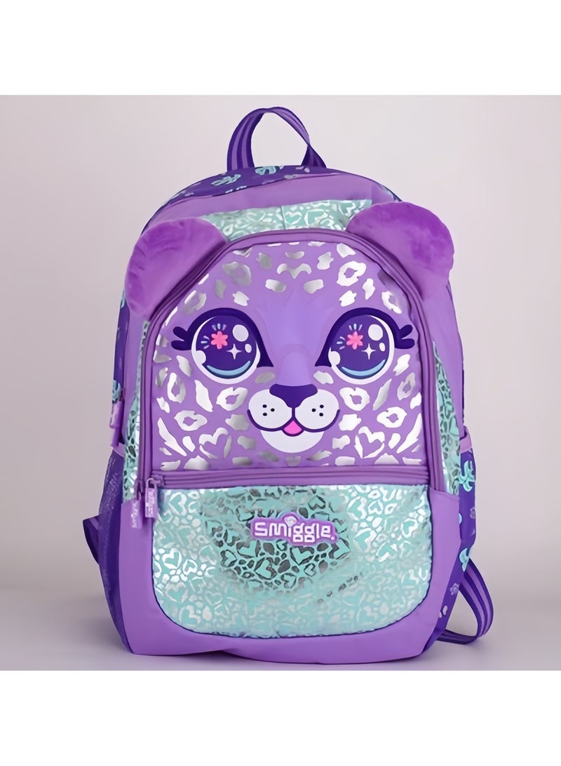 Smiggle Girls Laser Printing Student Schoolbag Elementary and Middle School Students Children's Backpack Outdoor Leisure Bag Backpack 42*30CM