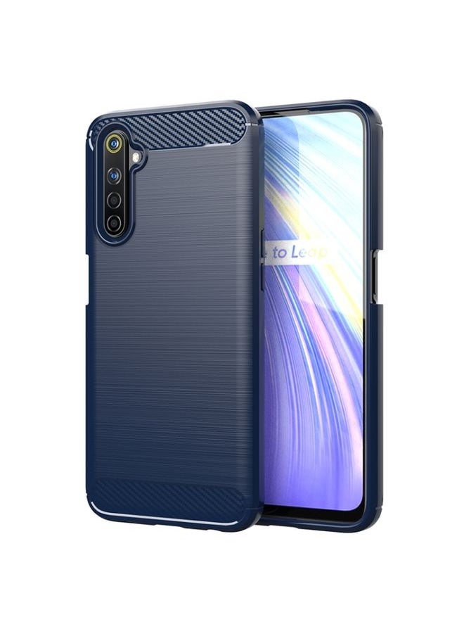 HuHa Case Cover For Realme 6i India Brushed Texture Carbon Fiber TPU Phone Case Blue 