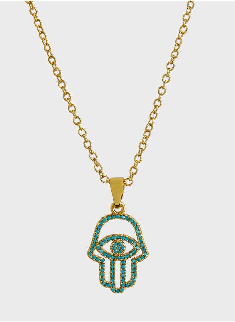 Fashionbox - Hamsa Hand Pendant Necklace - Image 1