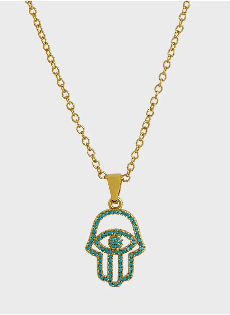 Fashionbox Hamsa Hand Pendant Necklace