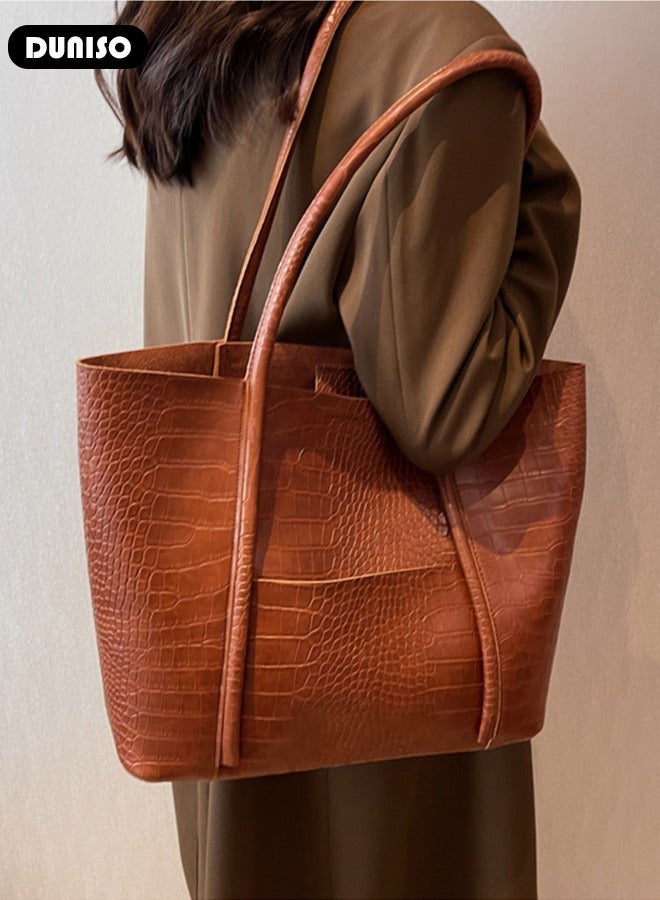 DUNISO Women's Shoulder Tote Bag Faux Leather Handbag for Women Large Capacity Messenger Fashionable Travel Shoulder Bag for Ladies Girls College Students - Image 5