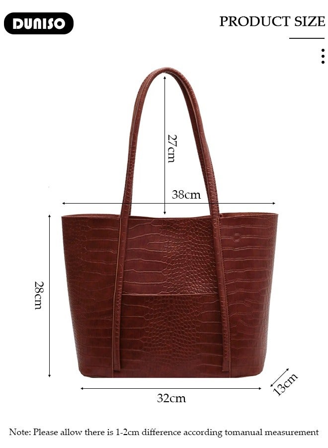 DUNISO Women's Shoulder Tote Bag Faux Leather Handbag for Women Large Capacity Messenger Fashionable Travel Shoulder Bag for Ladies Girls College Students - Image 4