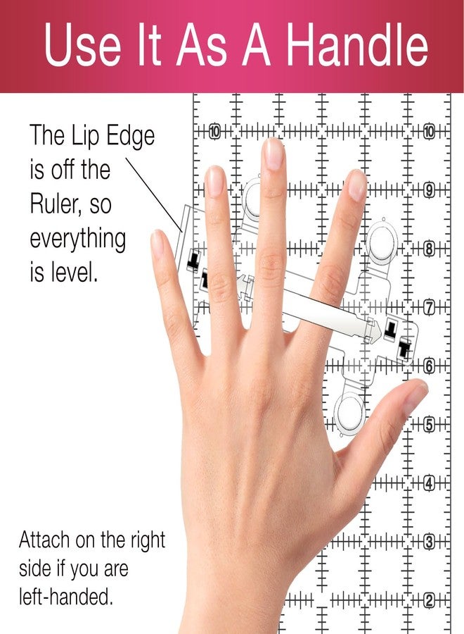 Guidelines4quilting - Quilt Ruler Connector/Handle for Rulers and Templates - Alignment Tabs and Lip Edge for Perfect Alignment - Unbreakable - Left-Handed Friendly - Suction Cups - Built-in Handle - Image 4
