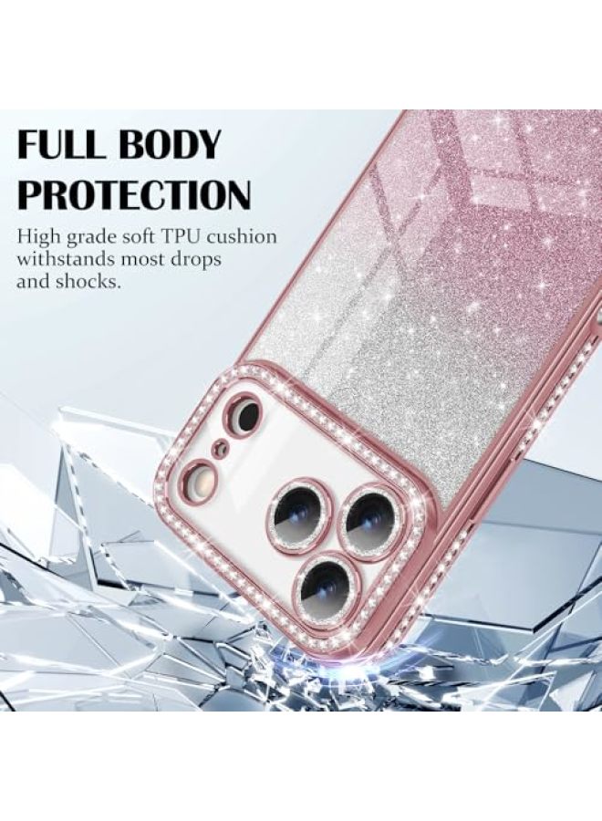 iPhone 17 Pro Max Case, Luxury Glitter Rhinestone Electroplated Clear Case with Shimmering Camera Lens Protector, Shock-Absorbing Case - Image 3