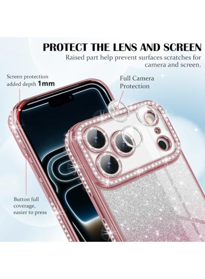iPhone 17 Pro Max Case, Luxury Glitter Rhinestone Electroplated Clear Case with Shimmering Camera Lens Protector, Shock-Absorbing Case - Image 4