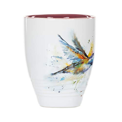 DEMDACO Dean Crouser Hummingbird Watercolor Red On White 16 Ounce Glossy Stoneware Mug With Handle - Image 2