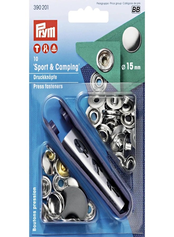 Prym Sport 15 mm Silver with Tools 10pc - Image 1